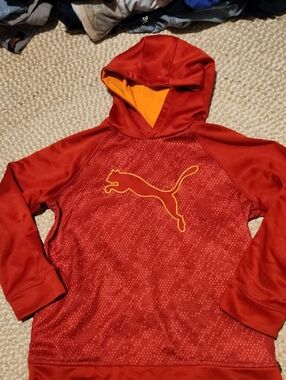 Puma Red Hooded Pullover with Yellow Lined Hood